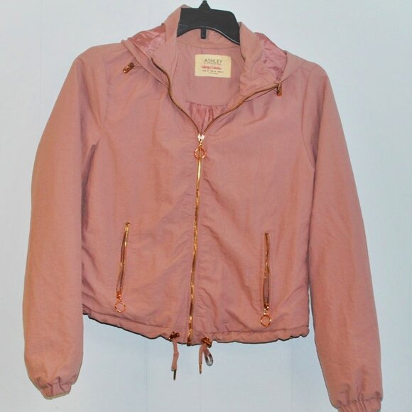 Ashley By 26 International Windbreaker Rose Gold Pink Adjustable Jacket Medium - Picture 1 of 5